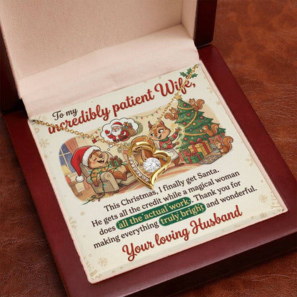 To My Wife Necklace From Husband, Funny Christmas Gift For Her, Xmas Present, Holiday Gift For Wife, Love Knot Necklace-LKN80474