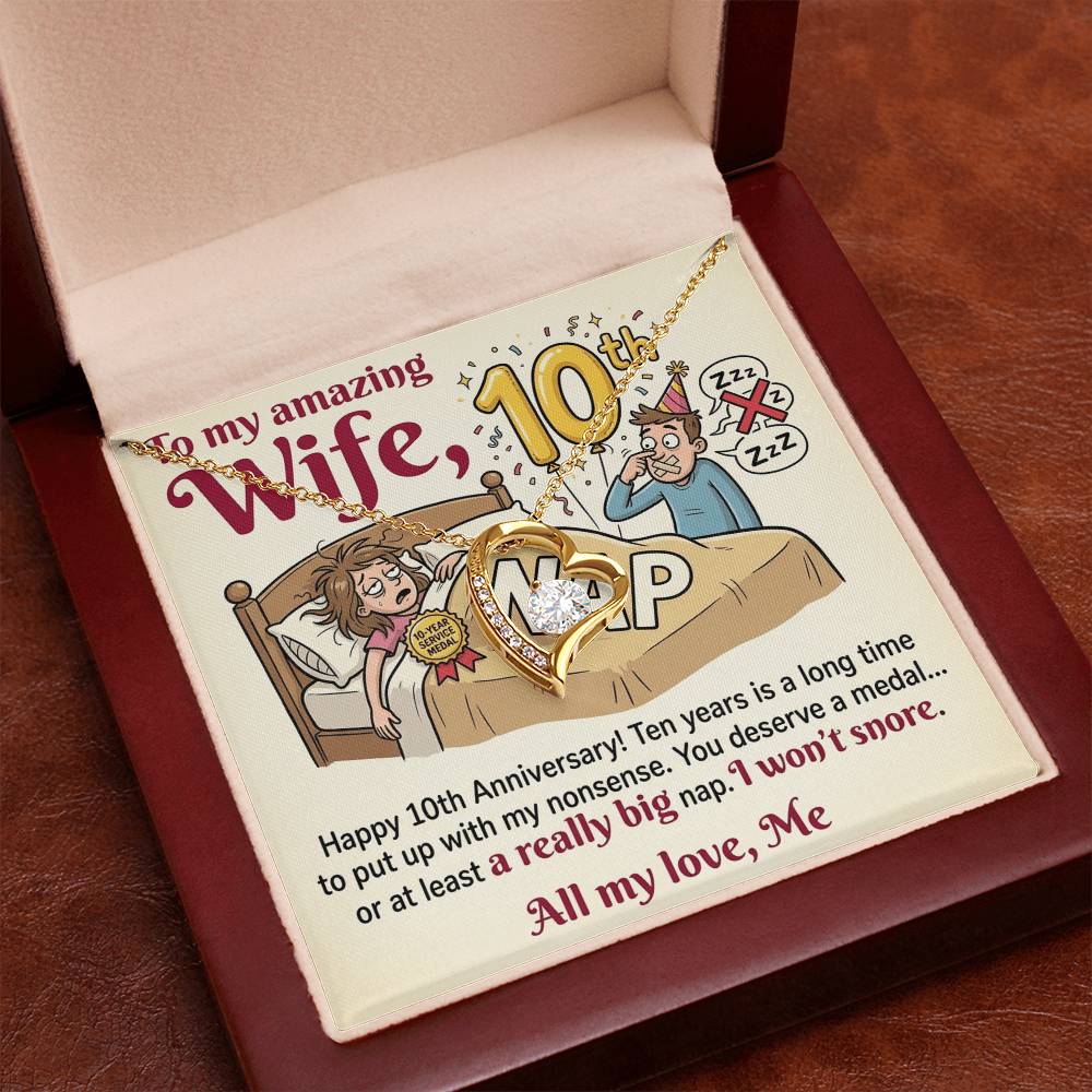 To My Wife Necklace From Husband, Funny 10th Anniversary Gift For Wife - Love Knot Necklace-LKN27220