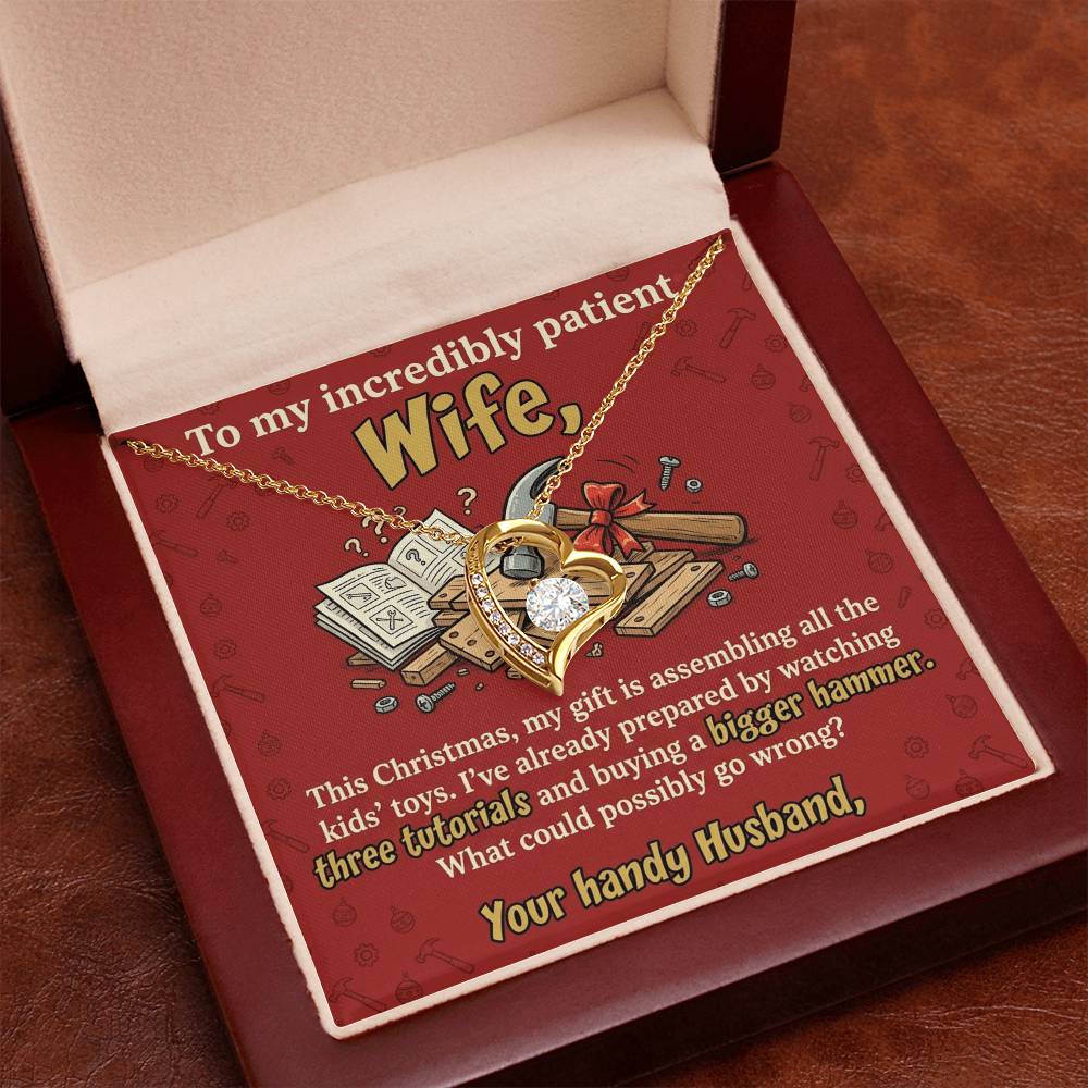 To My Wife Necklace From Husband, Funny Christmas Gift for Wife, Holiday Gift Idea for Her, Husband to Wife Gift - Love Knot Necklace-LKN23522