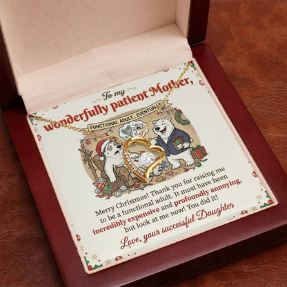 To My Mother Necklace From Daughter, Funny Christmas Gift for Mom, Birthday Gift, Holiday Jewelry Gift for Mother, Love Knot Necklace-LKN39897