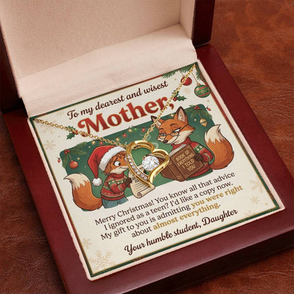 To My Mother Necklace From Daughter, Funny Christmas Gift, Holiday Present for Mom, Gift for Mother, Love Knot Necklace-LKN36053