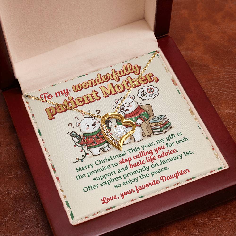 To My Mother Necklace From Daughter, Funny Christmas Gift For Mom, Holiday Gift For Patient Mother - Love Knot Necklace-LKN41986