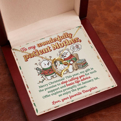 To My Mother Necklace From Daughter, Funny Christmas Gift For Mom, Holiday Gift For Patient Mother - Love Knot Necklace-LKN41986