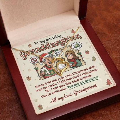 To My Granddaughter Necklace From Grandparent - Funny Christmas Gift for Her, Xmas Gift Idea from Grandparents, Love Knot Necklace-LKN20224