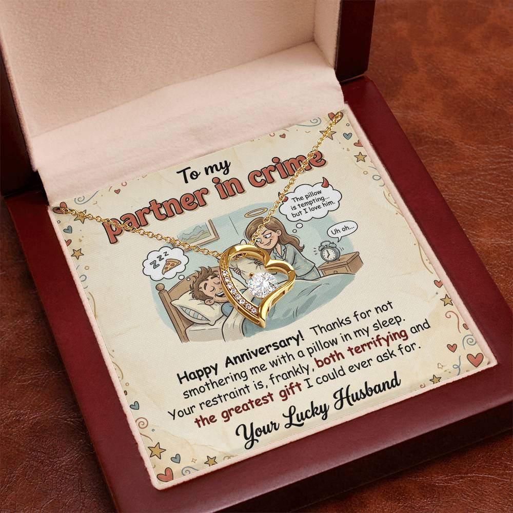To My Partner In Crime Necklace From Husband, Funny Anniversary Gift For Wife, Love Knot Necklace-LKN96079