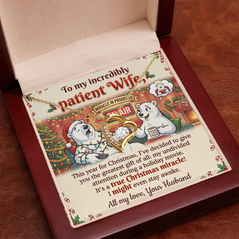 To My Patient Wife Necklace From Husband, Funny Christmas Gift, Holiday Present for Her - Love Knot Necklace-LKN52468