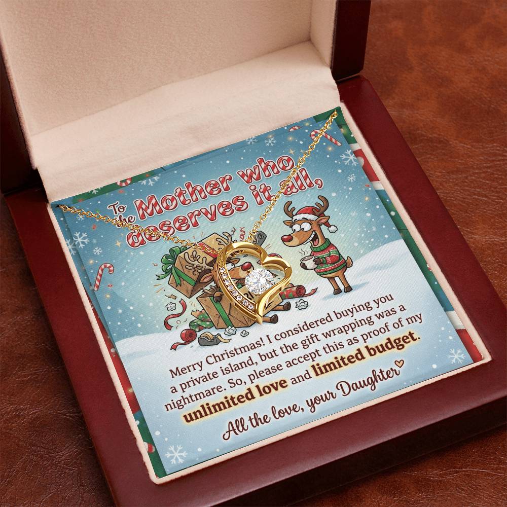 To My Mother Necklace From Daughter, Funny Christmas Gift For Mom, Mother Daughter Christmas Present, Love Knot Necklace-LKN43258