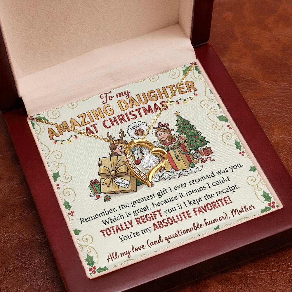 To My Daughter Necklace From Mother - Funny Christmas Gift, Holiday Present For My Absolute Favorite Daughter - Love Knot Necklace-LKN12631