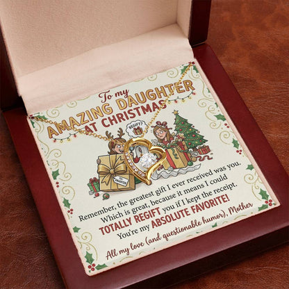To My Daughter Necklace From Mother - Funny Christmas Gift, Holiday Present For My Absolute Favorite Daughter - Love Knot Necklace-LKN12631