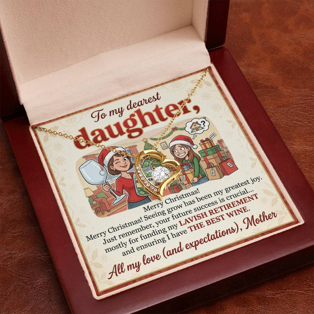 To My Daughter Necklace From Mother, Funny Christmas Gift for Daughter, Xmas Present, Holiday Jewelry Gift - Love Knot Necklace-LKN54012