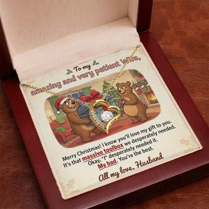 To My Wife Necklace From Husband - Funny Christmas Gift For Her, My Bad Toolbox Joke - Love Knot Necklace-LKN83749