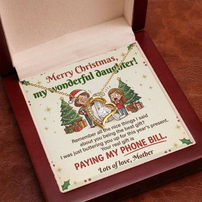 To My Daughter Necklace From Mother, Funny Christmas Gift, Sarcastic Holiday Present For Daughter From Mom, Love Knot Necklace-LKN74722