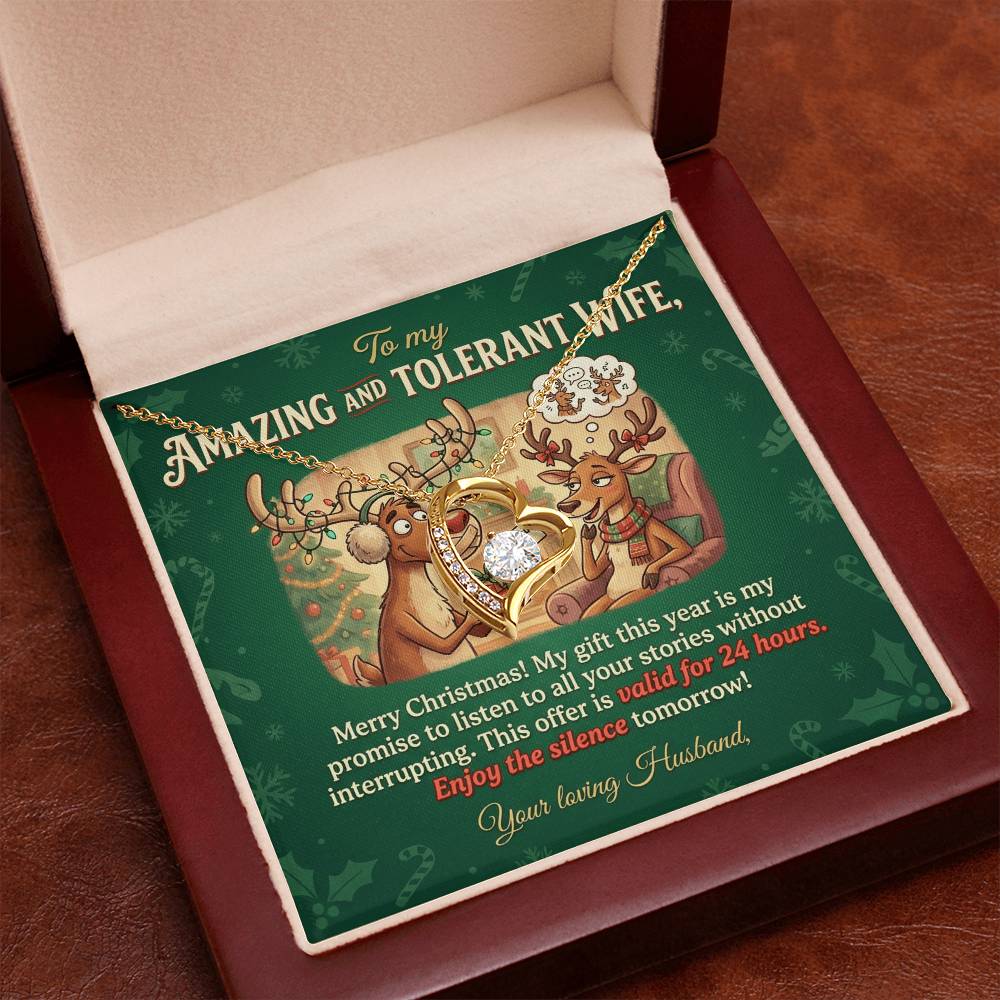 To My Wife Necklace From Husband, Funny Christmas Gift, Holiday Present for Her, Amazing Wife Gift - Love Knot Necklace-LKN39938