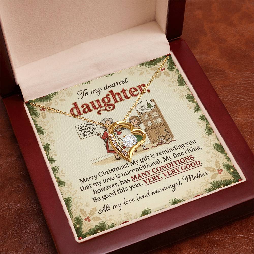 To My Daughter Necklace From Mother, Funny Christmas Gift for Daughter, Mother Daughter Holiday Gift - Love Knot Necklace-LKN91830