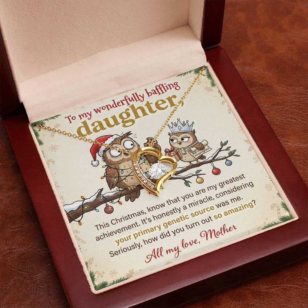 To My Daughter Necklace From Mother, Funny Christmas Gift for an Amazing Daughter, Love Knot Necklace-LKN86018