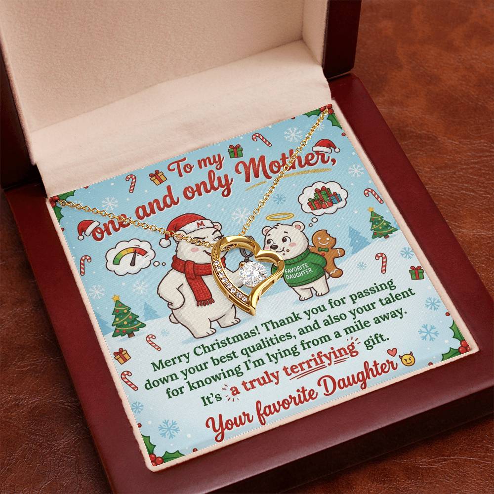 To My Mother Necklace From Daughter, Funny Christmas Gift for Mom, Holiday Present, Mother's Day Gift Idea - Love Knot Necklace-LKN22840