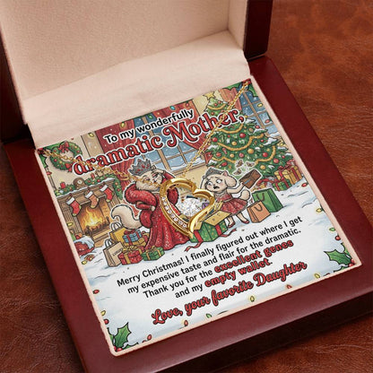 To My Mother Necklace From Daughter, Funny Christmas Gift for Mom, Humorous Holiday Gift, Love Knot Necklace-LKN75094