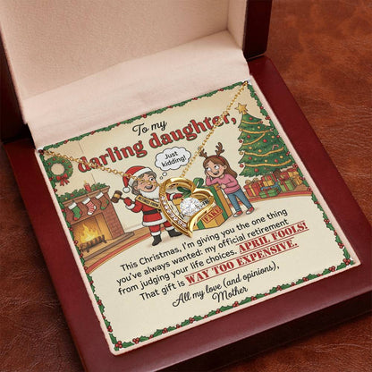 To My Daughter Necklace From Mother, Funny Christmas Gift, Humorous Birthday Present, Mom's Opinions Gift - Love Knot Necklace-LKN81419