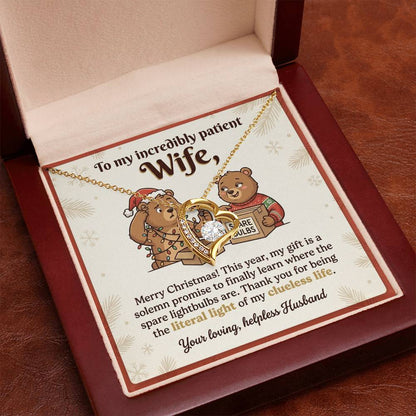 To My Wife Necklace From Husband, Funny Christmas Gift for Wife, Holiday Gift Idea - Love Knot Necklace-LKN26651