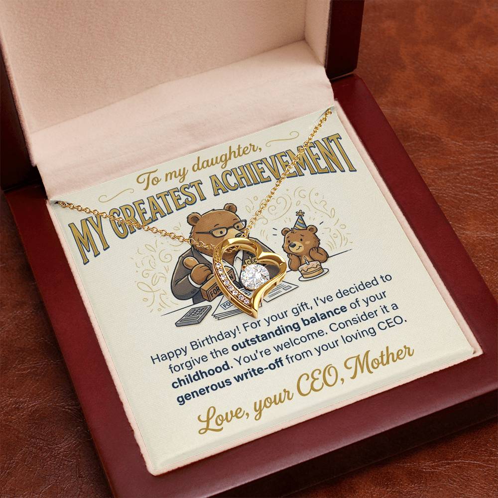 To My Daughter Necklace From Mother, Funny Birthday Gift, My Greatest Achievement, Love Knot Necklace-LKN25596