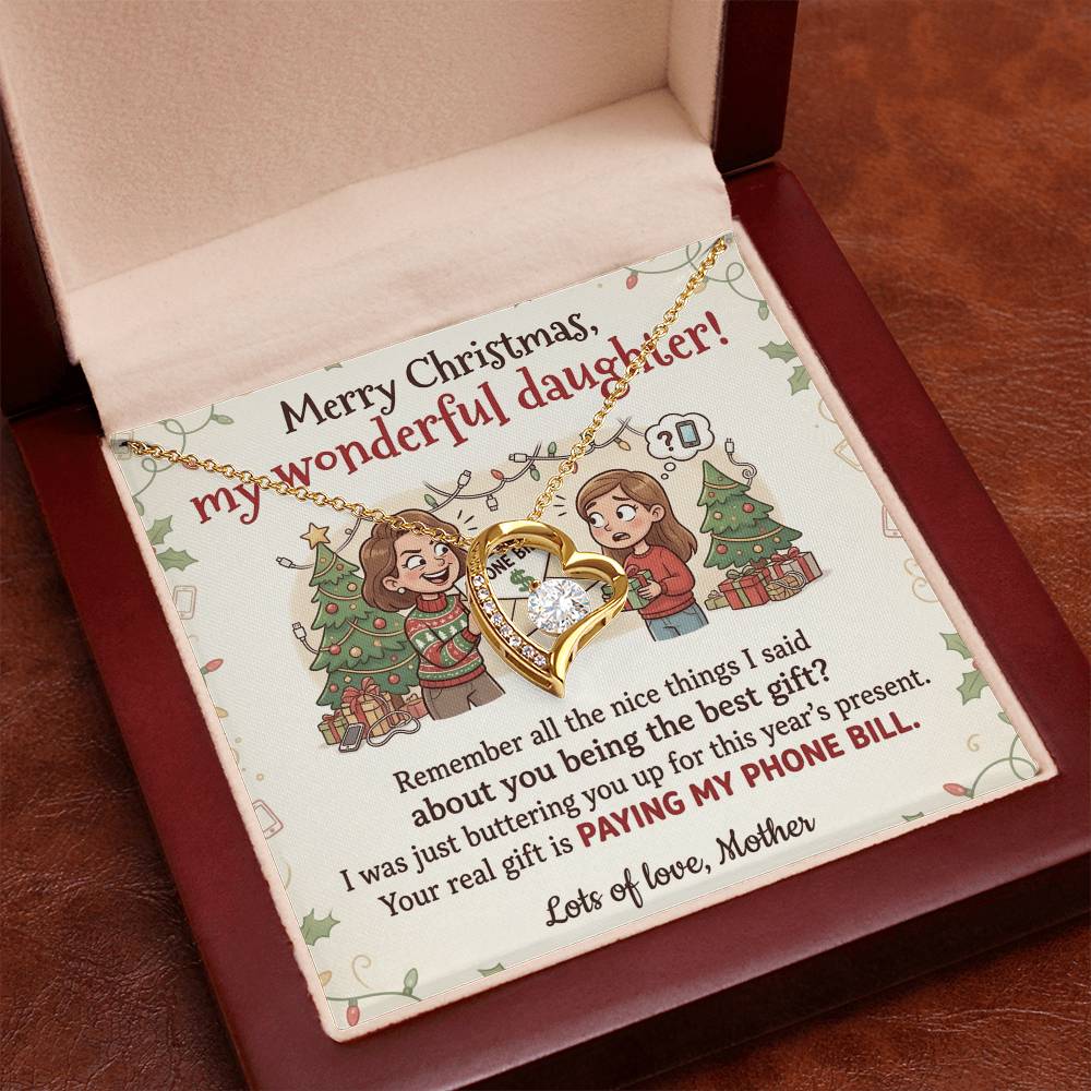 To My Daughter Necklace From Mother, Funny Christmas Gift, Xmas Present For Her, Love Knot Necklace-LKN73271