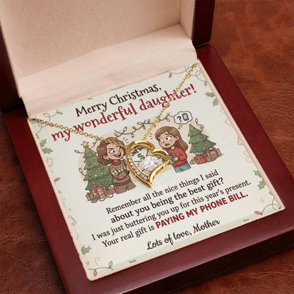 To My Daughter Necklace From Mother, Funny Christmas Gift, Xmas Present For Her, Love Knot Necklace-LKN73271