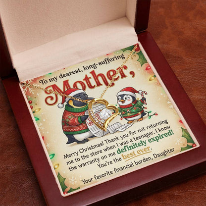 To My Mother Necklace From Daughter, Funny Christmas Gift For Mom, Birthday Present, Best Mom Ever Gift - Love Knot Necklace-LKN75077