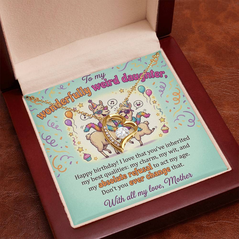 To My Daughter Necklace From Mother, Happy Birthday Gift, Funny Gift for Weird Daughter from Mom - Love Knot Necklace-LKN73327