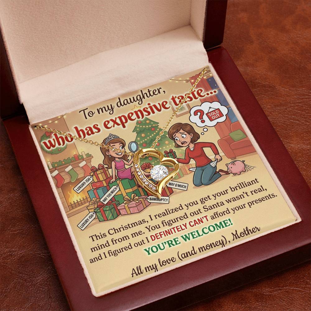 To My Daughter Necklace From Mother, Funny Christmas Gift, Sarcastic Holiday Present For Daughter From Mom, Birthday Gift - Love Knot Necklace-LKN94854