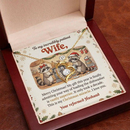 To My Wife Necklace From Husband, Funny Christmas Gift for My Patient Wife, Holiday Present - Love Knot Necklace-LKN74032