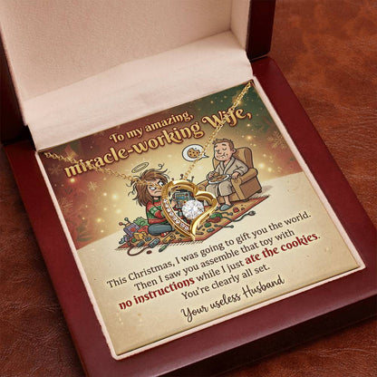 To My Wife Necklace From Husband, Funny Christmas Gift For Her, Miracle-Working Wife, Holiday Gift, Love Knot Necklace-LKN55827