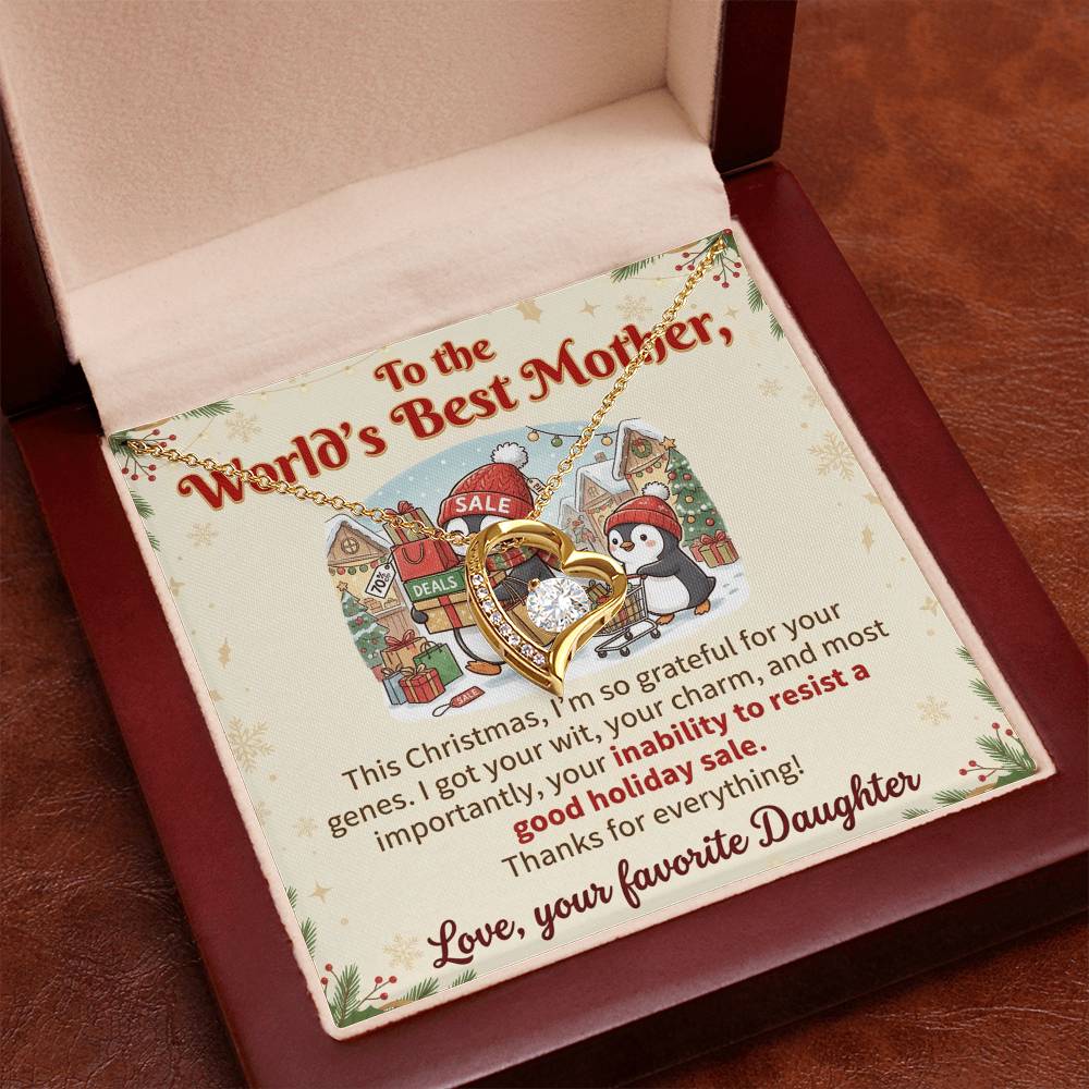 To My Mother Necklace From Daughter, Funny Christmas Gift For Mom, World's Best Mother, Birthday Gift Idea, Love Knot Necklace-LKN25516