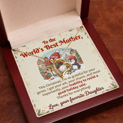 To My Mother Necklace From Daughter, Funny Christmas Gift For Mom, World's Best Mother, Birthday Gift Idea, Love Knot Necklace-LKN25516