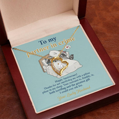 To My Partner in Crime Necklace From Husband - Funny Anniversary Gift for Wife, Love Knot Necklace-LKN48141