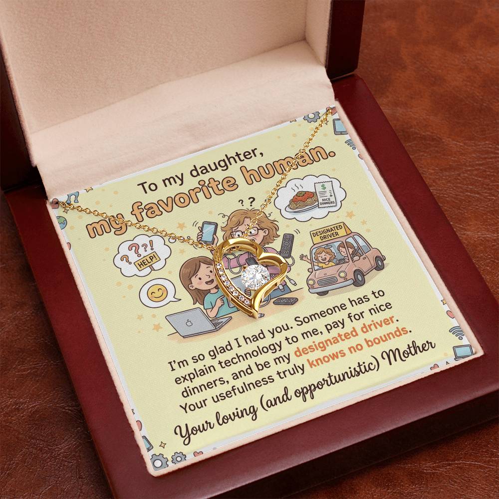 To My Daughter Necklace From Mother - Funny Birthday Gift for Daughter, Christmas Present From Mom, Appreciation Gift - Love Knot Necklace-LKN12314