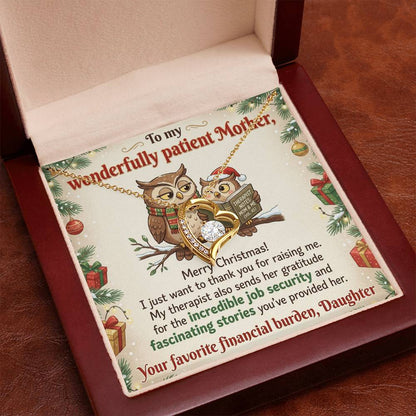 To My Mother Necklace From Daughter, Funny Christmas Gift for Mom, Humorous Holiday Gift, Love Knot Necklace-LKN68116
