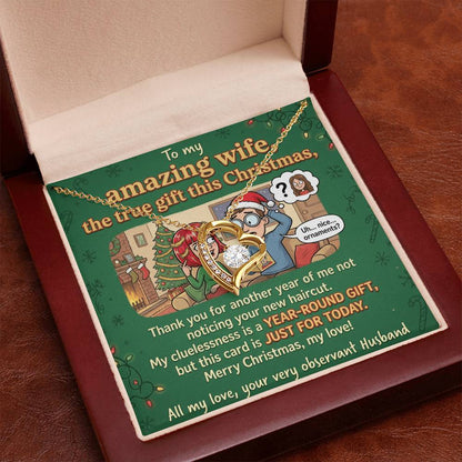 To My Wife Necklace From Husband, Funny Christmas Gift, The True Gift This Christmas, Humorous Wife Gift, Love Knot Necklace-LKN79300