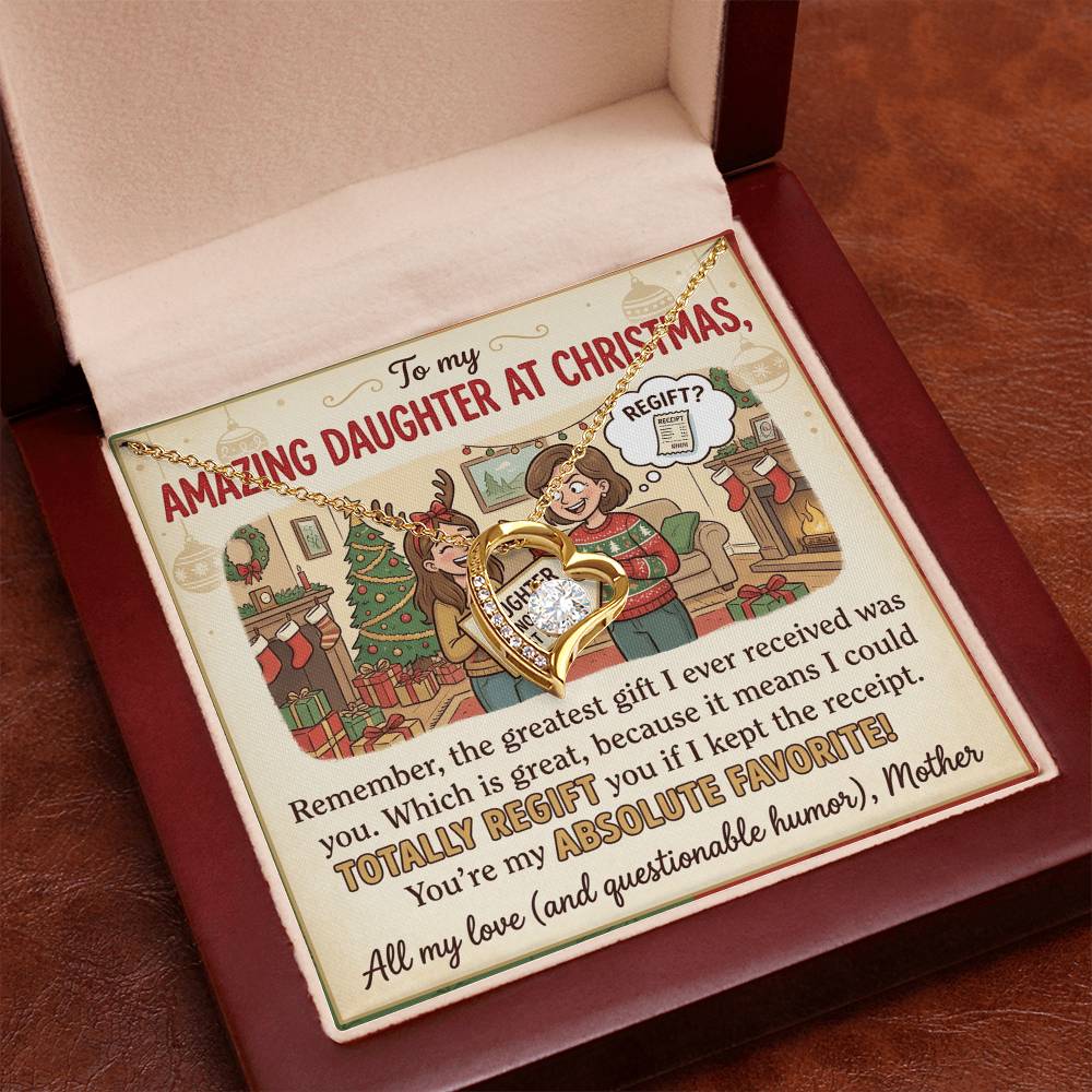 To My Daughter Necklace From Mother, Funny Christmas Gift, Favorite Daughter Gift Idea - Love Knot Necklace-LKN81928