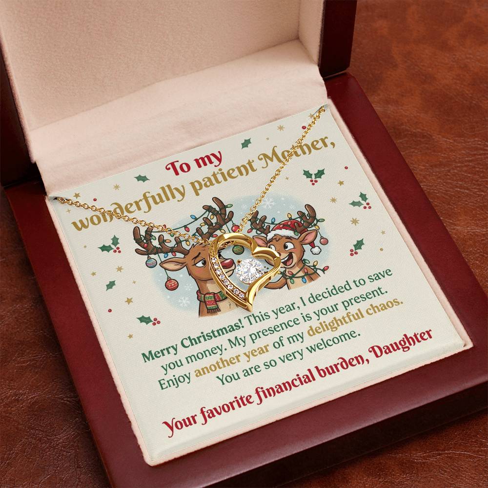 To My Mother Necklace From Daughter, Funny Christmas Gift for Mom, Sarcastic Holiday Present - Love Knot Necklace-LKN29926