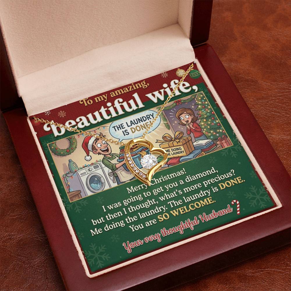 To My Wife Necklace From Husband, Funny Christmas Gift For Her, Holiday Present For Wife, Me Doing The Laundry, Love Knot Necklace-LKN50072