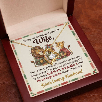 To My Wife Necklace From Husband, Funny Christmas Gift for Wife, Xmas Present, Love Knot Necklace-LKN48894