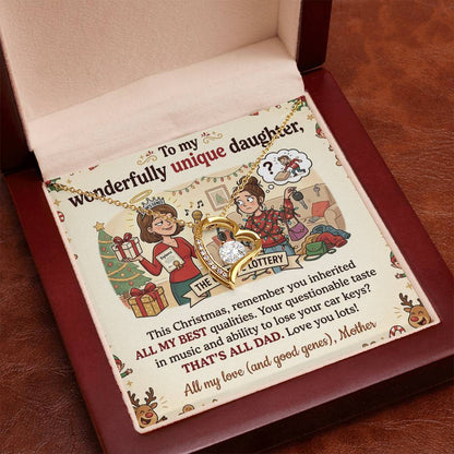 To My Daughter Necklace From Mother, Funny Christmas Gift For Daughter From Mom, Unique Birthday Gift - Love Knot Necklace-LKN19665