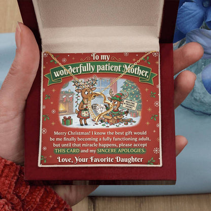 To My Mother Necklace From Daughter, Funny Christmas Gift for Mom, Adulting In Progress - Love Knot Necklace-LKN99492