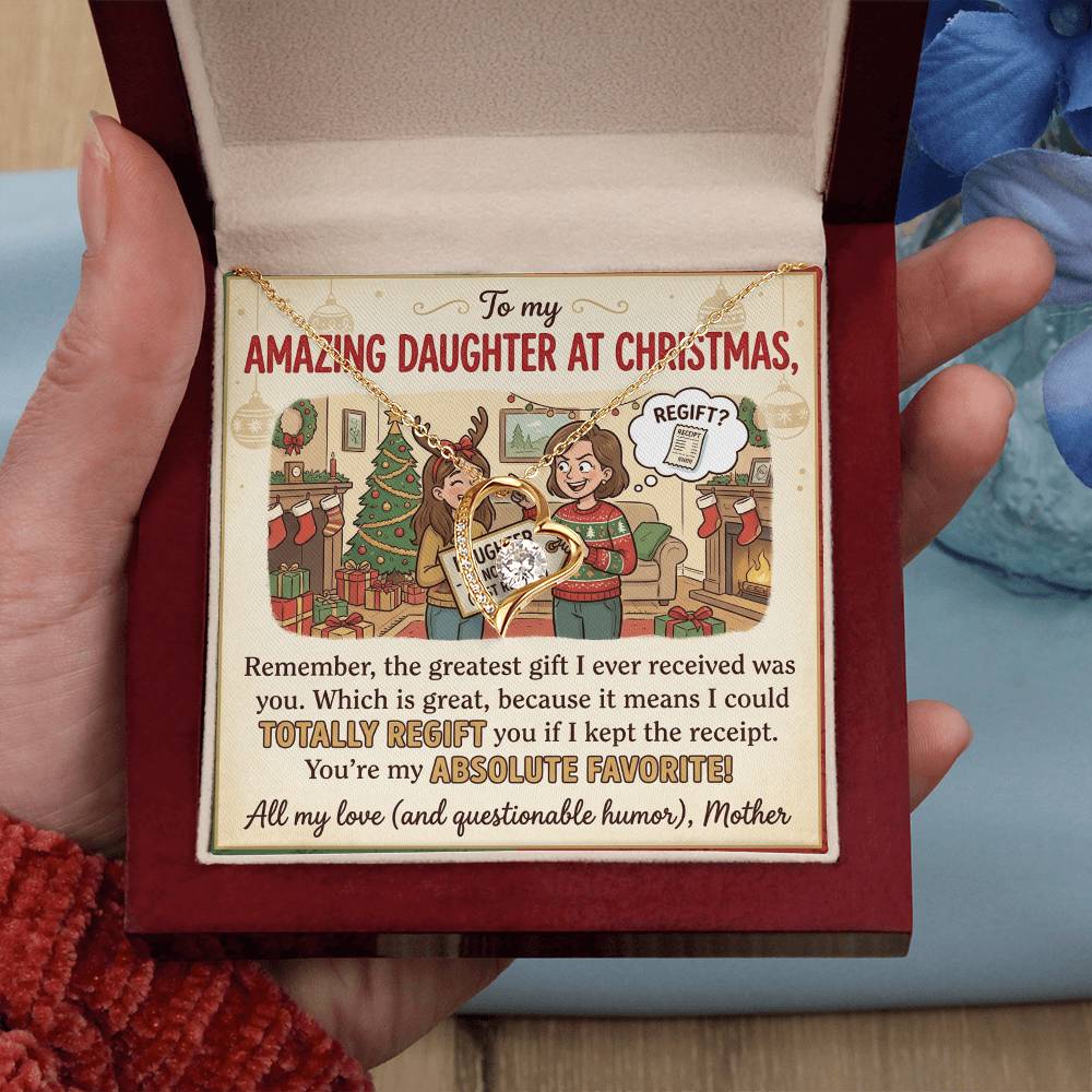 To My Daughter Necklace From Mother, Funny Christmas Gift, Favorite Daughter Gift Idea - Love Knot Necklace-LKN81928