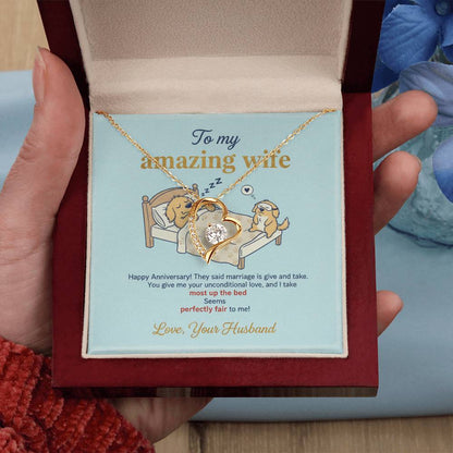 To My Wife Necklace From Husband, Happy Anniversary Gift, Funny Marriage Gift For Wife - Love Knot Necklace-LKN51197