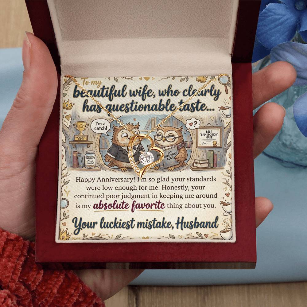 To My Wife Necklace From Husband, Funny Anniversary Gift For Her, Love Knot Necklace-LKN88044