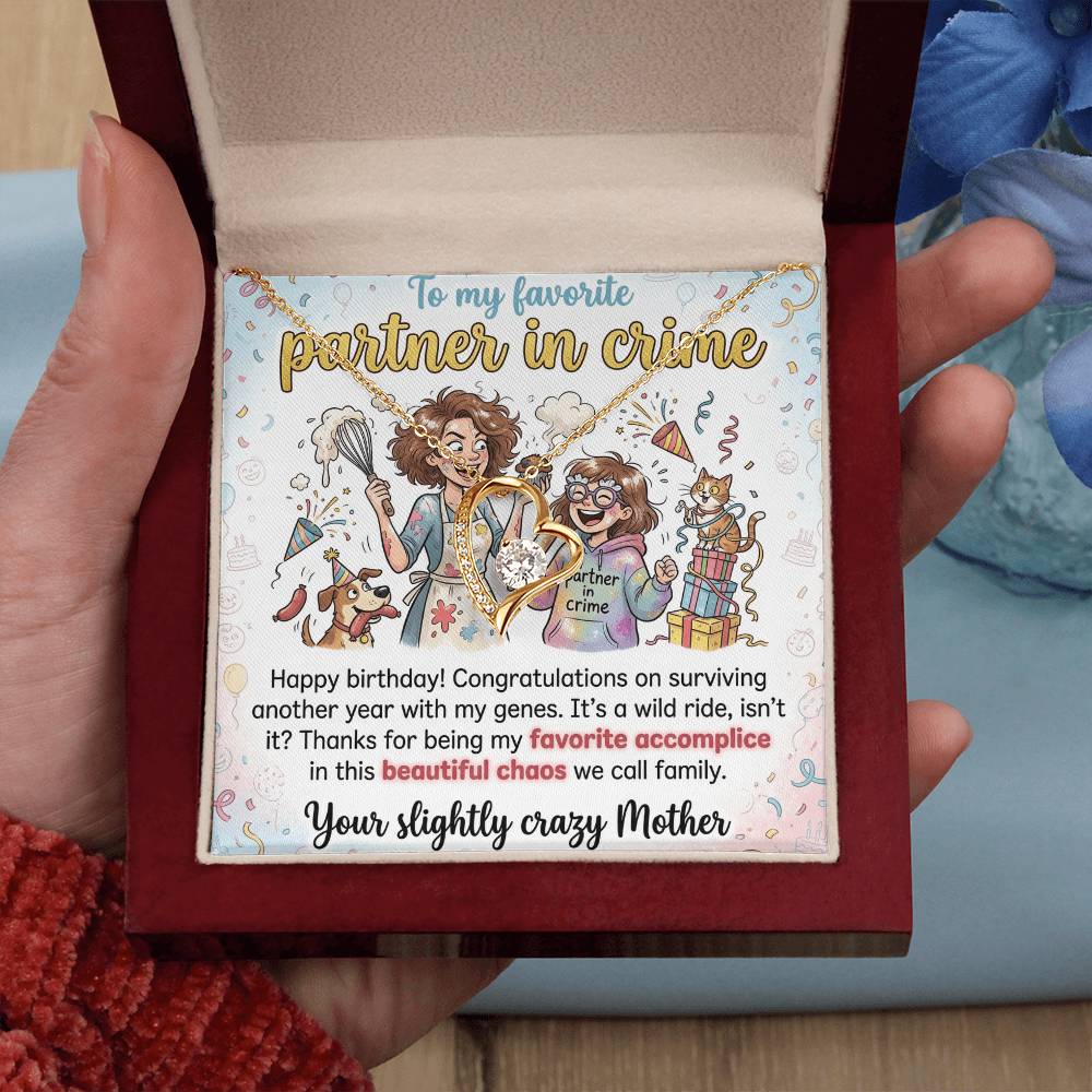 To My Daughter Necklace From Mom - Funny Birthday Gift, My Partner In Crime - Love Knot Necklace-LKN23675