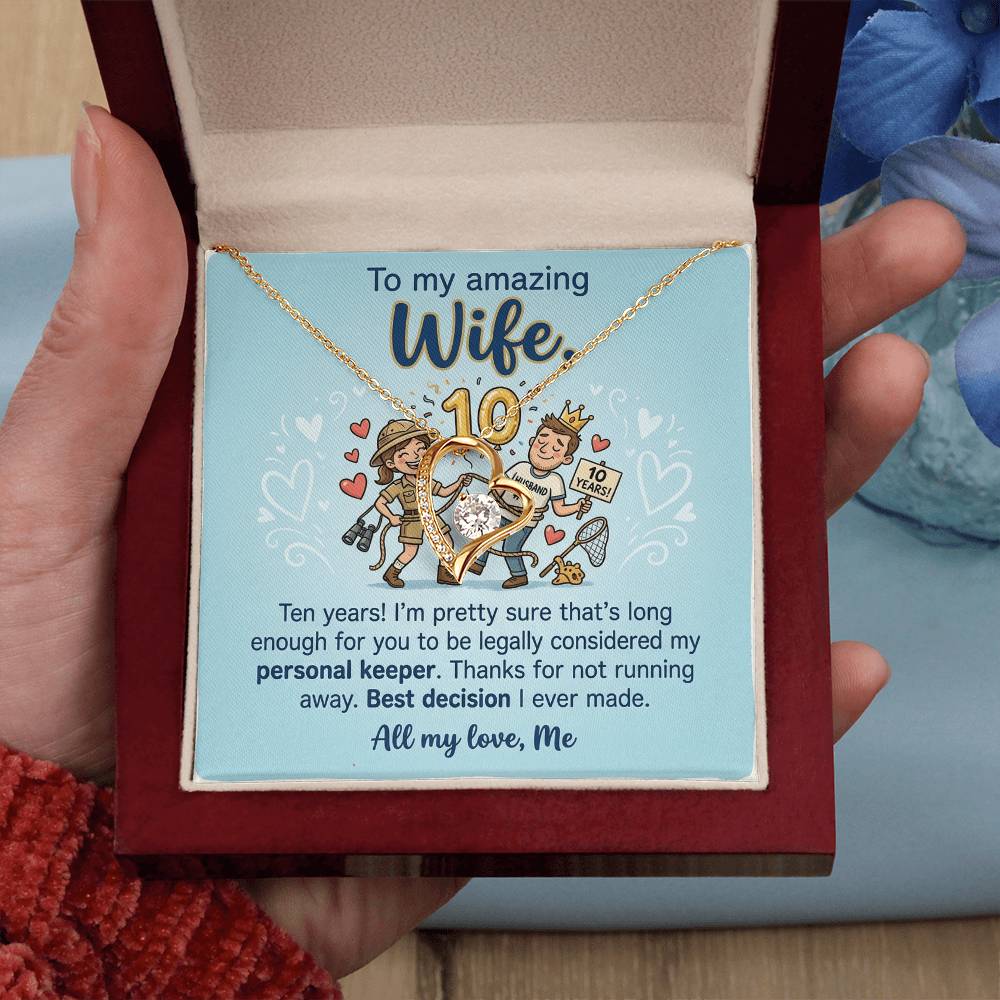 To My Wife Necklace From Husband, 10th Anniversary Gift, 10 Year Wedding Gift Idea for Her, Love Knot Necklace-LKN92076