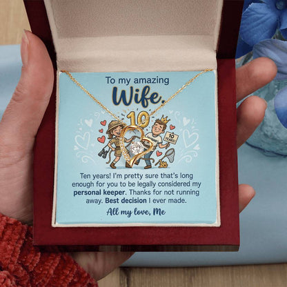 To My Wife Necklace From Husband, 10th Anniversary Gift, 10 Year Wedding Gift Idea for Her, Love Knot Necklace-LKN92076