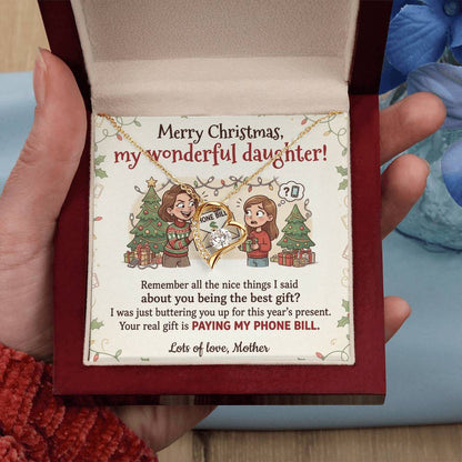 To My Daughter Necklace From Mother, Funny Christmas Gift, Xmas Present For Her, Love Knot Necklace-LKN73271